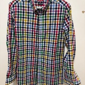 Men's Multicolor Gingham Button-Down Shirt - Casual Long Sleeve